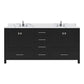 Virtu USA Caroline Avenue 72" Double Bath Vanity in Espresso with Calacatta Quartz Top and Square Sinks | GD-50072-CCSQ-ES-NM