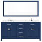 Virtu USA Caroline Avenue 72" Double Bath Vanity in French Blue with Calacatta Quartz Top and Square Sink with Polished Chrome Faucet with Matching Mirror | MD-2072-CCRO-FB-002