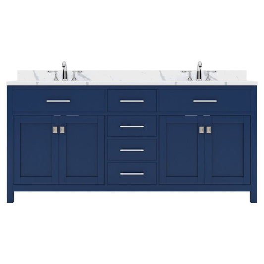 Virtu USA Caroline 72" Double Bath Vanity in French Blue with Calacatta Quartz Top and Round Sinks | MD-2072-CCRO-FB-NM