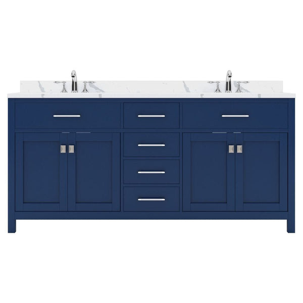 Virtu USA Caroline 72 Double Bath Vanity in French Blue with Calacatta Quartz Top and Round Sinks | MD-2072-CCRO-FB-NM
