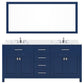 Virtu USA Caroline Avenue 72" Double Bath Vanity in French Blue with Calacatta Quartz Top and Square Sink with Polished Chrome Faucet with Matching Mirror | MD-2072-CCSQ-FB-002