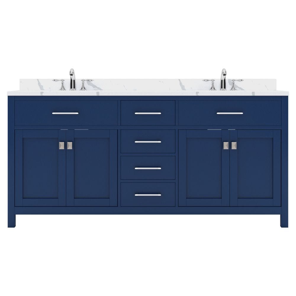 Virtu USA Caroline 72" Double Bath Vanity in French Blue with Calacatta Quartz Top and Square Sinks | MD-2072-CCSQ-FB-NM