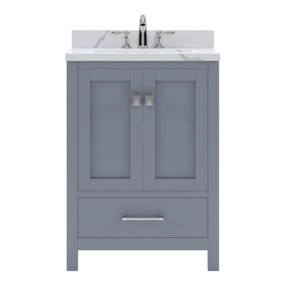 Virtu USA Caroline Avenue 24" Single Bath Vanity in Gray with Calacatta Quartz Top and Round Sink | GS-50024-CCRO-GR-NM