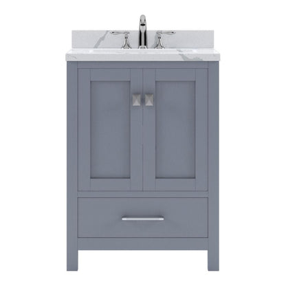 Virtu USA Caroline Avenue 24" Single Bath Vanity in Gray with Calacatta Quartz Top and Round Sink | GS-50024-CCRO-GR-NM