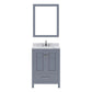 Virtu USA Caroline Avenue 24" Single Bath Vanity in Gray with Calacatta Quartz Top and Square Sink with Brushed Nickel Faucet with Matching Mirror | GGS-50024-CCSQ-GR-001