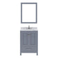 Virtu USA Caroline Avenue 24" Single Bath Vanity in Gray with Calacatta Quartz Top and Square Sink with Polished Chrome Faucet with Matching Mirror | GS-50024-CCSQ-GR-002