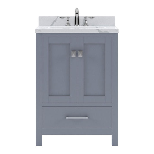 Virtu USA Caroline Avenue 24" Single Bath Vanity in Gray with Calacatta Quartz Top and Square Sink | GS-50024-CCSQ-GR-NM