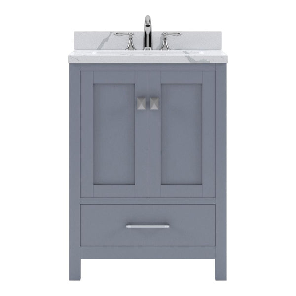 Virtu USA Caroline Avenue 24 Single Bath Vanity in Gray with Calacatta Quartz Top and Square Sink | GS-50024-CCSQ-GR-NM