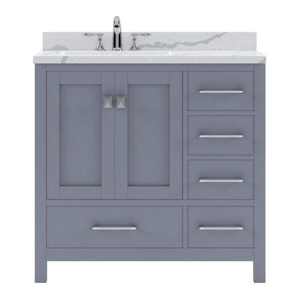 Virtu USA Caroline Avenue 36 Single Bath Vanity in Gray with Calacatta Quartz Top and Round Sink | GS-50036-CCRO-GR-NM