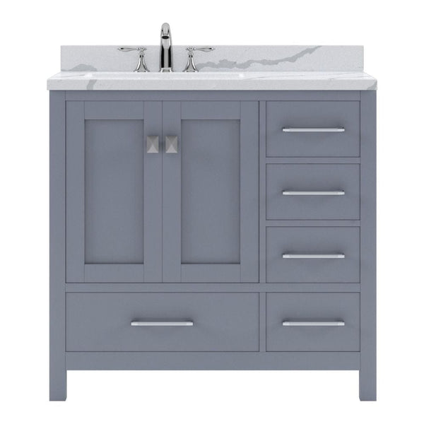 Virtu USA Caroline Avenue 36 Single Bath Vanity in Gray with Calacatta Quartz Top and Square Sink | GS-50036-CCSQ-GR-NM