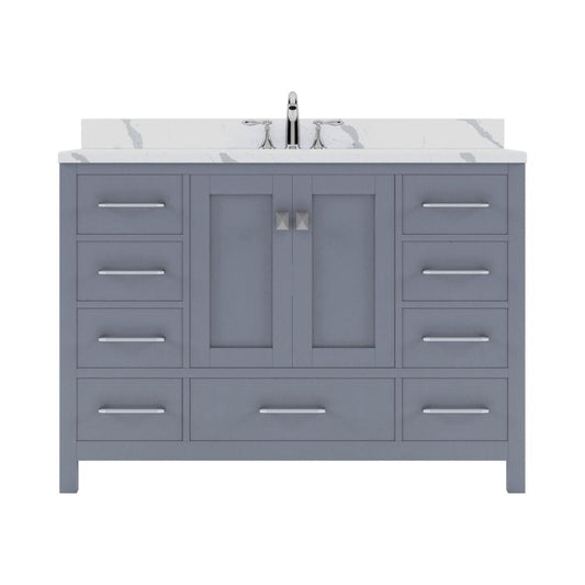 Virtu USACaroline Avenue 48" Single Bath Vanity in Gray with Calacatta Quartz Top and Round Sink | GS-50048-CCRO-GR-NM