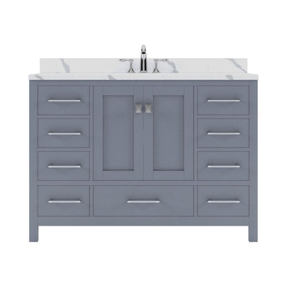 Virtu USA Caroline Avenue 48" Single Bath Vanity in Gray with Calacatta Quartz Top and Square Sink | GS-50048-CCSQ-GR-NM