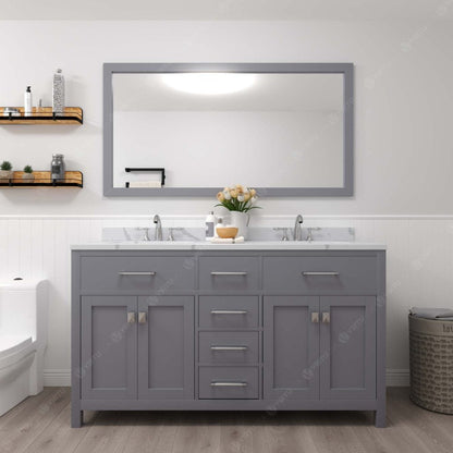 Caroline Avenue Gray 60" Double Round Sink Vanity Set with Polished Chrome Faucet | MD-2060-CCRO-GR-002