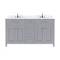 Virtu USA Caroline Avenue 60" Double Bath Vanity in Gray with Calacatta Quartz Top and Round Sink | MD-2060-CCRO-GR-NM