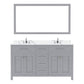 Virtu USA Caroline Avenue 60" Double Bath Vanity in Gray with Calacatta Quartz Top and Square  Sink with Matching Mirror | MD-2060-CCSQ-GR
