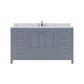 Virtu USA Caroline Avenue 60" Single Bath Vanity in Gray with Calacatta Quartz Top and Square Sink | GS-50060-CCSQ-GR-NM