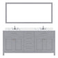 Virtu USA Caroline Avenue 72" Double Bath Vanity in Gray with Calacatta Quartz Top and Square Sink with Brushed Nickel Faucet with Matching Mirror | MD-2072-CCRO-GR-001