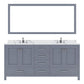 Virtu USA Caroline Avenue 72" Double Bath Vanity in Gray with Calacatta Quartz Top and Round Sinks with Matching Mirror | GD-50072-CCRO-GR