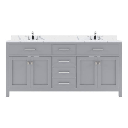 Virtu USA Caroline 72" Double Bath Vanity in Gray with Calacatta Quartz Top and Round Sinks | MD-2072-CCRO-GR-NM