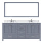 Virtu USA Caroline Avenue 72" Double Bath Vanity in Gray with Calacatta Quartz Top and Round Sinks with Brushed Nickel Faucets with Matching Mirror | GD-50072-CCRO-GR-001