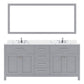 Virtu USA Caroline Avenue 72" Double Bath Vanity in Gray with Calacatta Quartz Top and Square Sink with Polished Chrome Faucet with Matching Mirror | MD-2072-CCSQ-GR-002