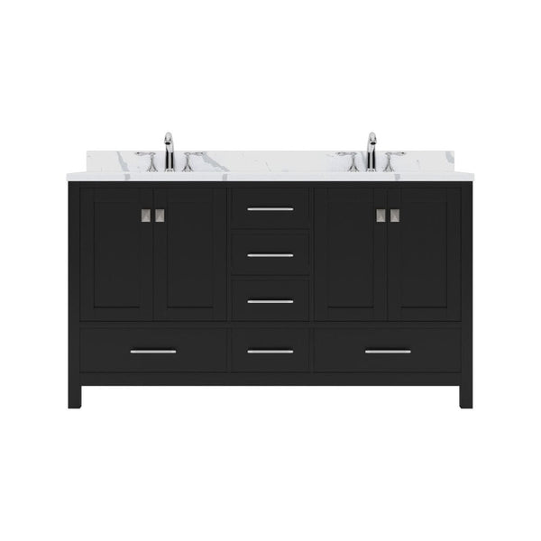 Virtu USA Caroline Avenue 60 Double Bath Vanity in Espresso with Calacatta Quartz Top and Round Sinks | GD-50060-CCRO-ES-NM