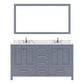 Virtu USA Caroline Avenue 60" Double Bath Vanity in Gray with Calacatta Quartz Top and Round Sinks with Matching Mirror | GD-50060-CCRO-GR-002