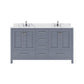 Virtu USA Caroline Avenue 60" Double Bath Vanity in Gray with Calacatta Quartz Top and Round Sinks | GD-50060-CCRO-GR-NM