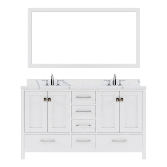 Virtu USA Vanities Caroline Avenue Transitional White 60" Double Vanity Set with Calacatta Quartz Top | GD-50060-CCRO-WH-001