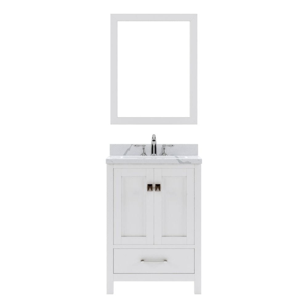 Virtu USA Vanities Caroline Avenue White 24" Single Round Sink Vanity Set with Brushed Nickel Faucet | GS-50024-CCRO-WH-001