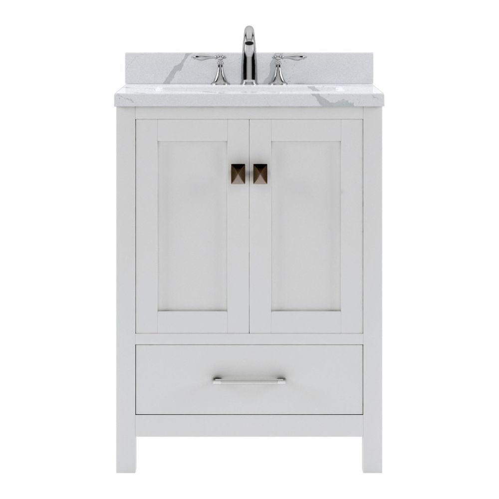 Virtu USA Caroline Avenue 24" Single Bath Vanity in White with Calacatta Quartz Top and Round Sink | GS-50024-CCRO-WH-NM