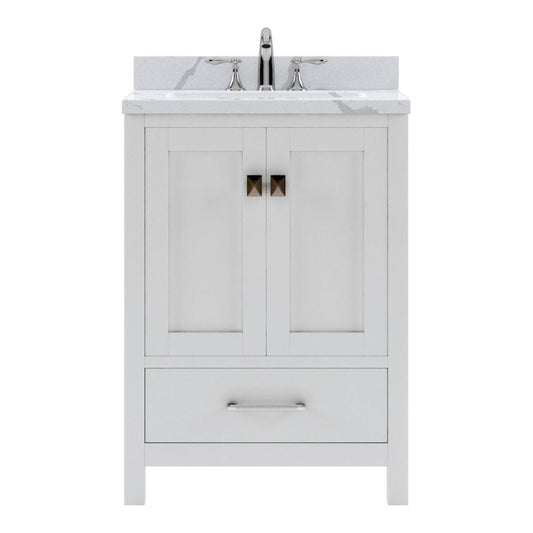 Virtu USA Caroline Avenue 24" Single Bath Vanity in White with Calacatta Quartz Top and Round Sink | GS-50024-CCRO-WH-NM