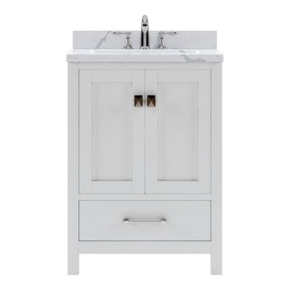 Virtu USA Caroline Avenue 24" Single Bath Vanity in White with Calacatta Quartz Top and Square Sink | GS-50024-CCSQ-WH-NM