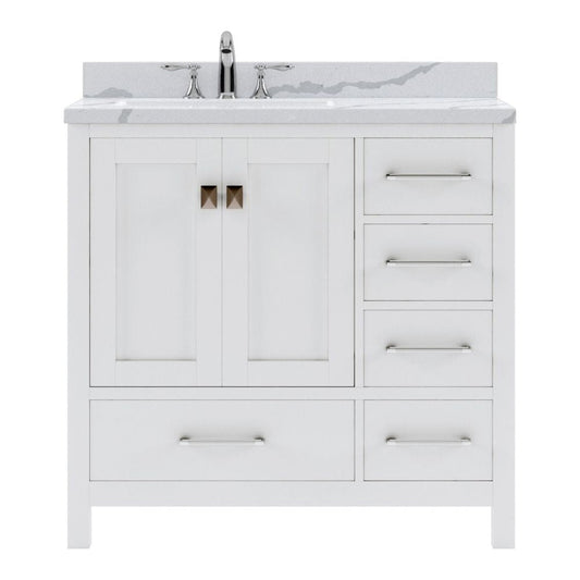 Virtu USA Caroline Avenue 36" Single Bath Vanity in White with Calacatta Quartz Top and Round Sink | GS-50036-CCRO-WH-NM