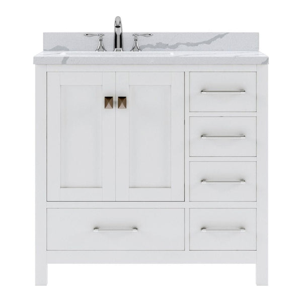 Virtu USA Caroline Avenue 36 Single Bath Vanity in White with Calacatta Quartz Top and Round Sink | GS-50036-CCRO-WH-NM