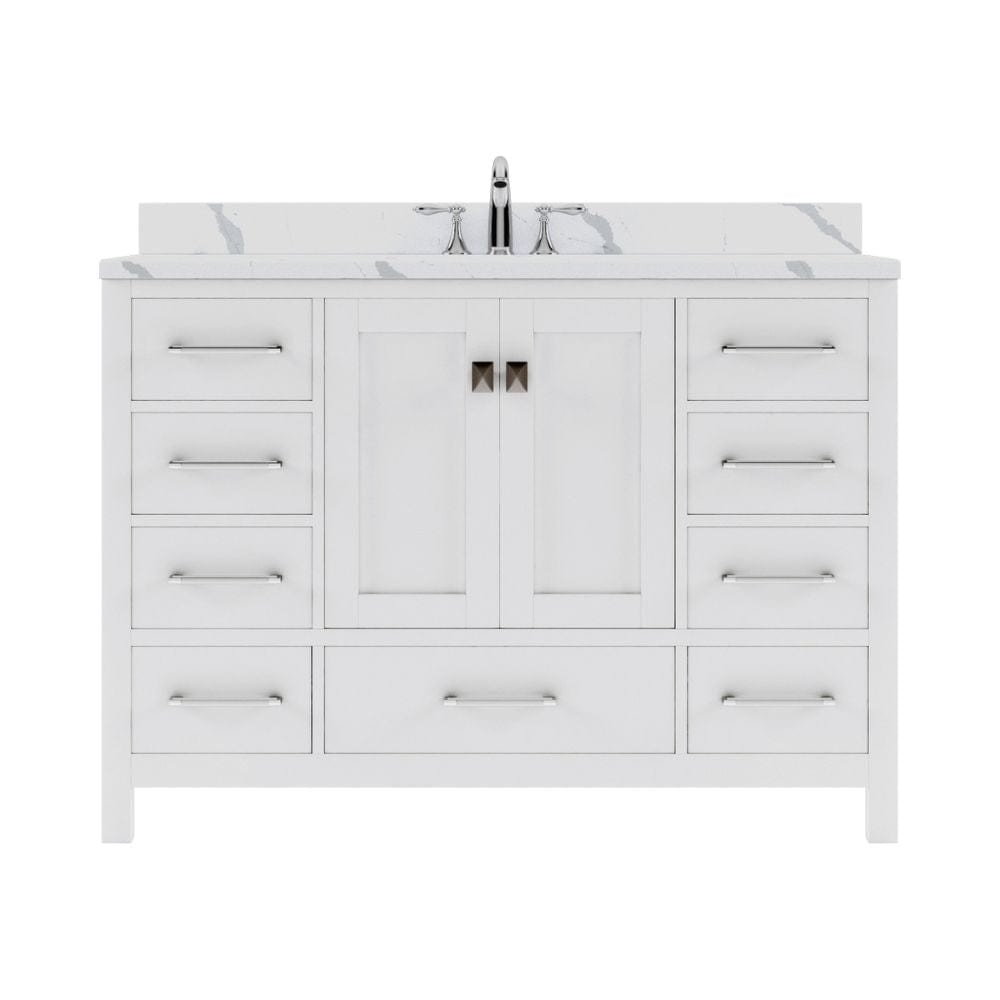 Virtu USA Caroline Avenue 48" Single Bath Vanity in White with Calacatta Quartz Top and Square Sink | GS-50048-CCSQ-WH-NM