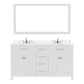 Virtu USA Caroline Avenue 60" Double Bath Vanity in White with Calacatta Quartz Top and Round Sink with Polished Chrome Faucet with Matching Mirror | MD-2060-CCRO-WH-002