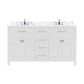 Virtu USA Caroline Avenue 60" Double Bath Vanity in White with Calacatta Quartz Top and Round Sink | MD-2060-CCRO-WH-NM