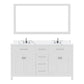 Virtu USA Caroline Avenue 60" Double Bath Vanity in White with Calacatta Quartz Top and Square  Sink with Matching Mirror | MD-2060-CCSQ-WH