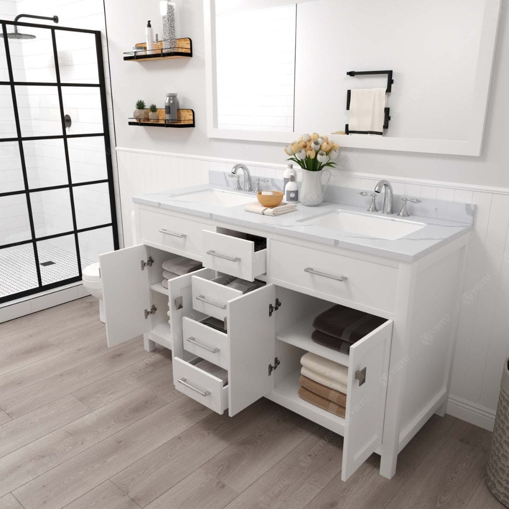  Each Caroline vanity is handcrafted with a 2" solid wood birch frame built to last a lifetime.