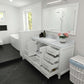 Caroline Avenue White 60" Single Square Sink Vanity with Calacatta Quartz Top, No Mirror | GGS-50060-CCSQ-WH-NM