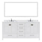 Virtu USA Caroline Avenue 72" Double Bath Vanity in White with Calacatta Quartz Top and Round Sinks with Polished Chrome Faucets with Matching Mirror | GD-50072-CCRO-WH-002