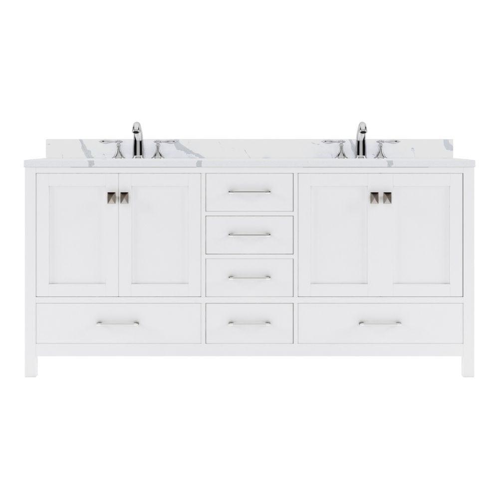 Virtu USA Caroline Avenue 72" Double Bath Vanity in White with Calacatta Quartz Top and Round Sinks | GD-50072-CCRO-WH-NM