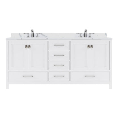 Virtu USA Caroline Avenue 72" Double Bath Vanity in White with Calacatta Quartz Top and Round Sinks | GD-50072-CCRO-WH-NM