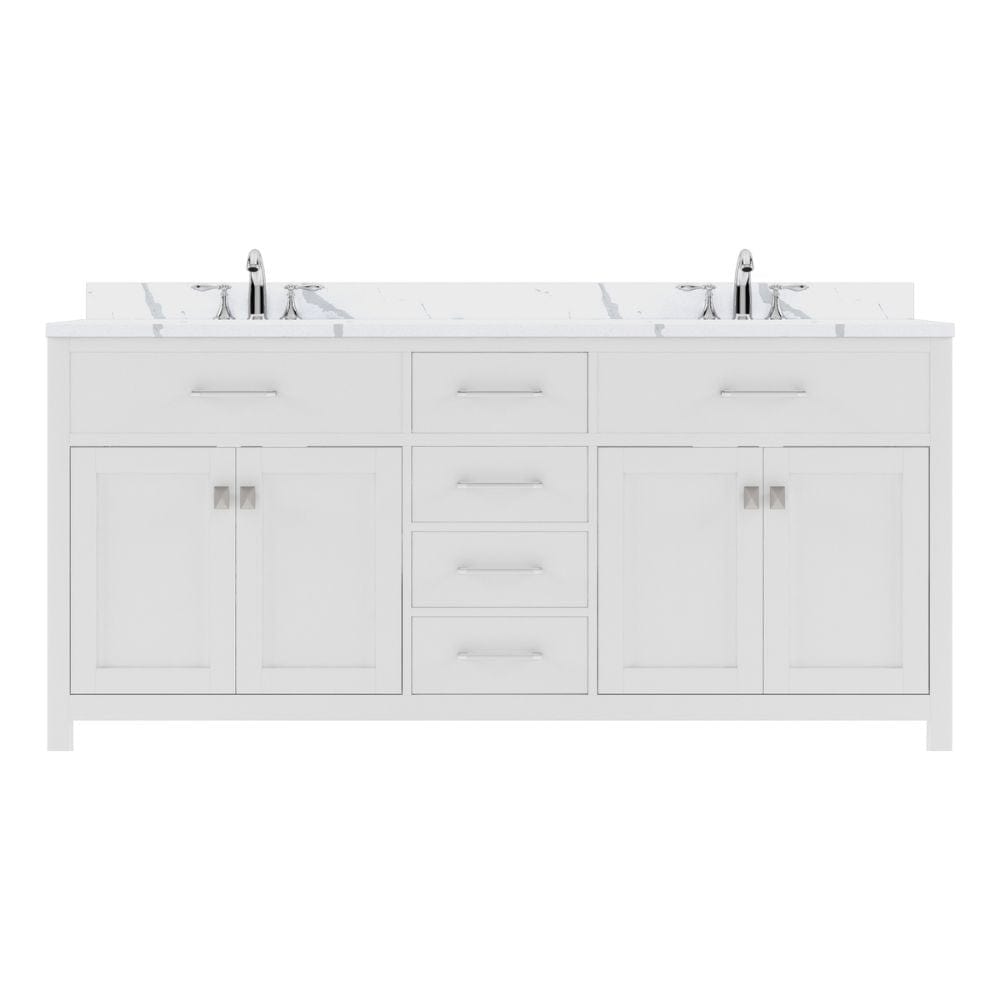 Virtu USA Caroline 72" Double Bath Vanity in White with Calacatta Quartz Top and Round Sinks | MD-2072-CCRO-WH-NM
