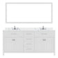 Virtu USA Caroline Avenue 72" Double Bath Vanity in White with Calacatta Quartz Top and Square Sink with Brushed Nickel Faucet with Matching Mirror | MD-2072-CCSQ-WH-001