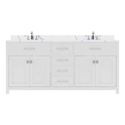 Virtu USA Caroline 72" Double Bath Vanity in White with Calacatta Quartz Top and Square Sinks | MD-2072-CCSQ-WH-NM