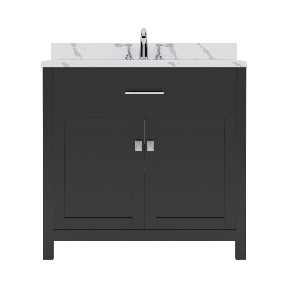 Virtu USA Caroline 36" Single Bath Vanity in Espresso with Calacatta Quartz Top and Round Sink | MS-2036-CCRO-ES-NM