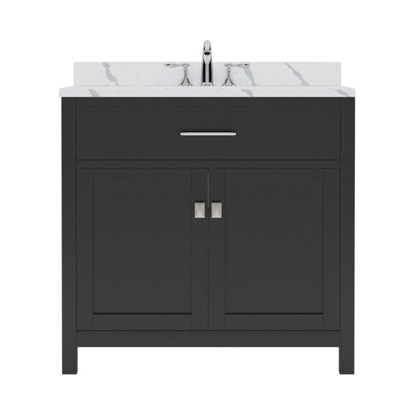 Virtu USA Caroline 36 Single Bath Vanity in Espresso with Calacatta Quartz Top and Round Sink | MS-2036-CCRO-ES-NM