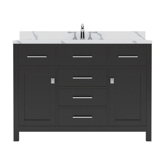 Virtu USA Caroline 48" Single Bath Vanity in Espresso with Calacatta Quartz Top and Round Sink | MS-2048-CCRO-ES-NM